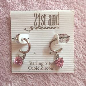 Sterling Silver Pink Heart Earrings